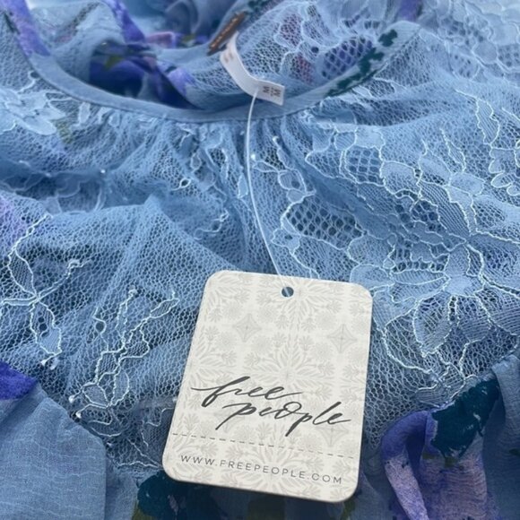 Free People Daphne Blouse Top Floral Lace‎ & Sheer Romantic - Picture 7 of 9